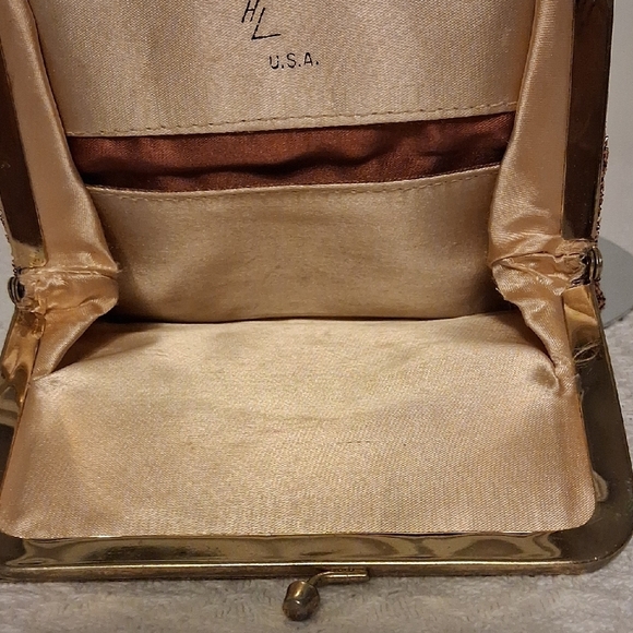 👜 Rare Vintage 1960s Harry Levine Bronze Fire Evening Clutch/Bag - Picture 7 of 9